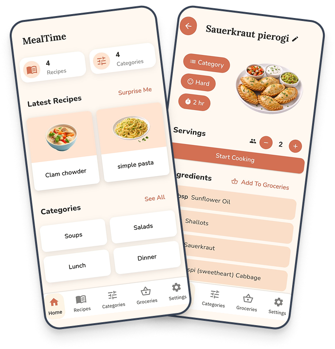 MealTime app on phone