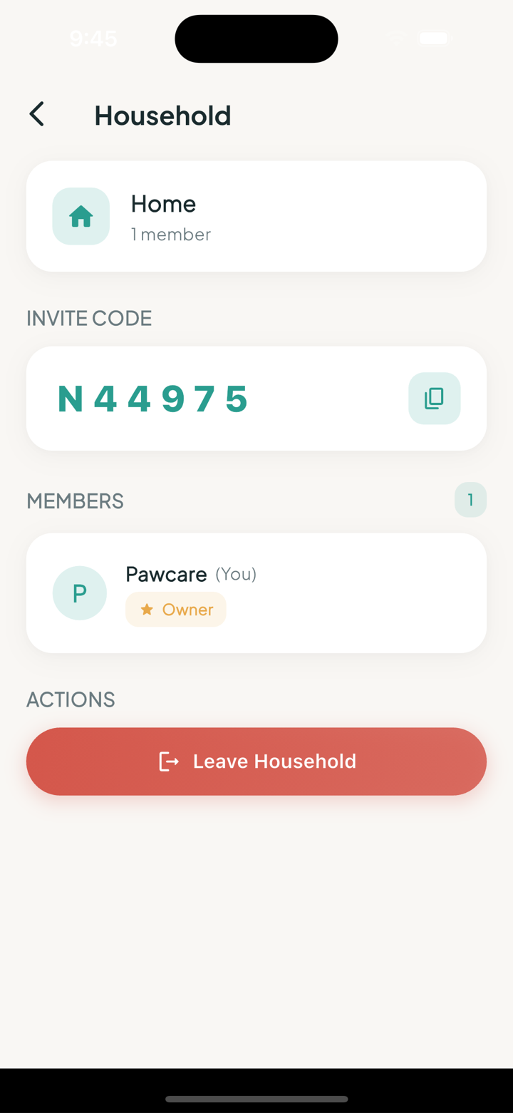 Household sharing with invite code